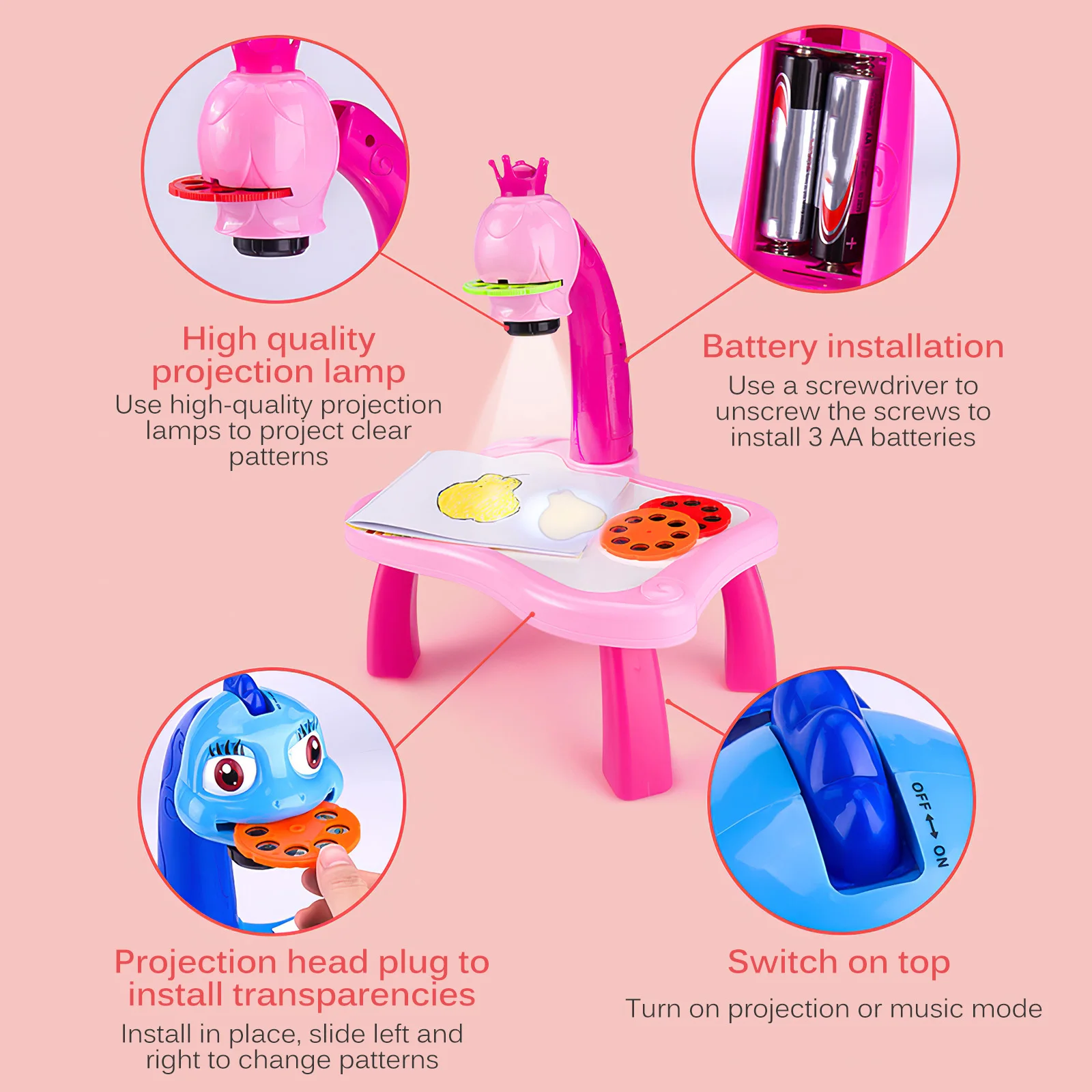 

Children Led Projector Art Drawing Table Toys Children Painting Board Desk Arts And Crafts Projection Educational Kids Toys Gift