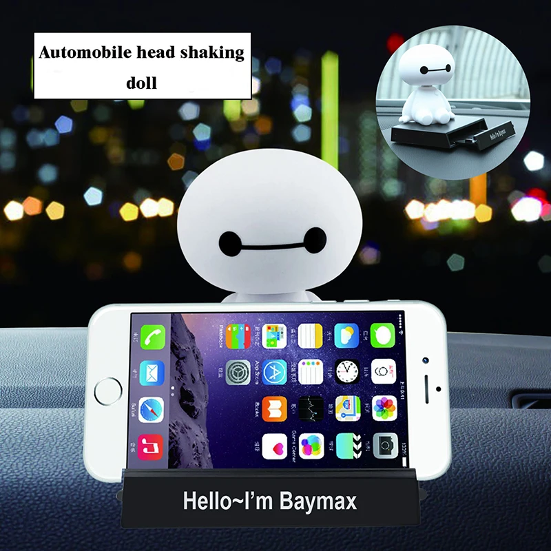 multifunction shaking head baymax car ornaments car phone gps holder auto dashboard decoration interior cute doll car styling free global shipping