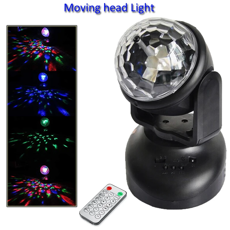 

Mini RGB LED Full Color MP3 Magic Disco Ball Moving Head Stage Lights With Remote Control For Party Disco DJ Light