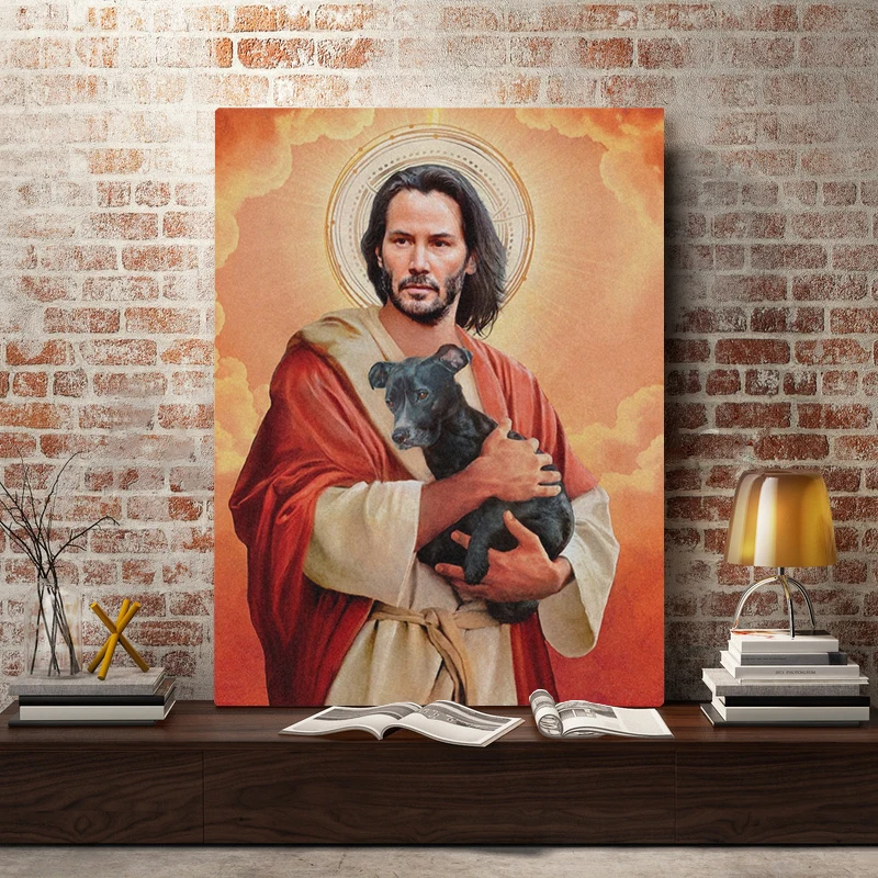 

Modular Canvas Painting Meme Jesus Home Decoration Keanu Reeves Pictures Modern Pet Dog Printed Poster For Living Room Wall Art
