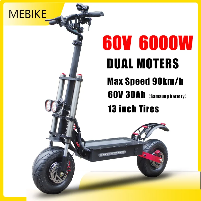 Portos de Carregamento Elétrico da Velocidade Dupla do Motor Adulto com 2 Quilometragem Máxima Dobrável Scooter 90 km – h 3000w Bateria 30ah 90km