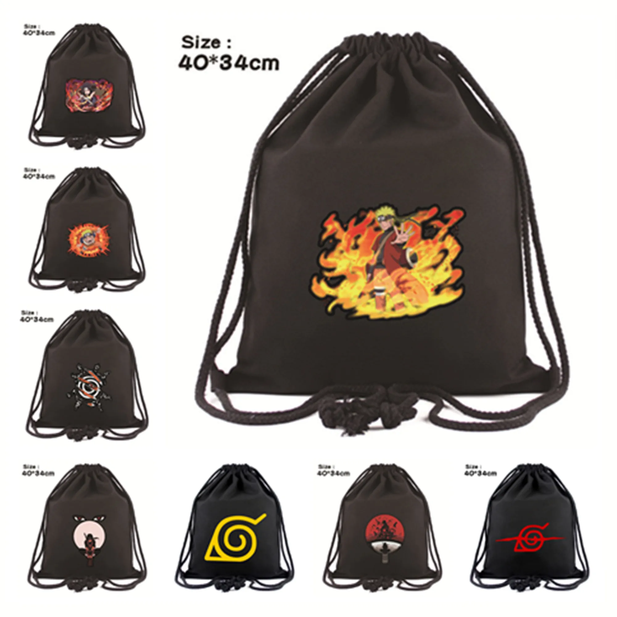 Сумка из мультфильма Наруто объемный мешок Итачи Саске Какаси с кулиской для