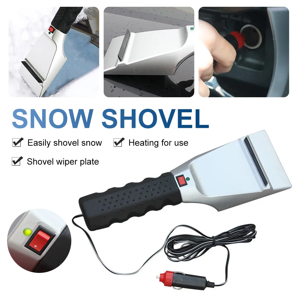 

New Electric Heated Ice Scapter 12V Snow Shovel Winter Windshield Window Defrost Ice Removal Tool Non-Scratch Car Cleaning Kit