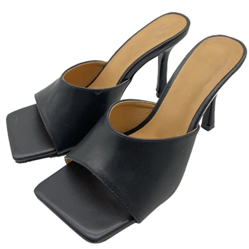 Женские винтажные босоножки на высоком каблуке однотонные сандалии с открытым