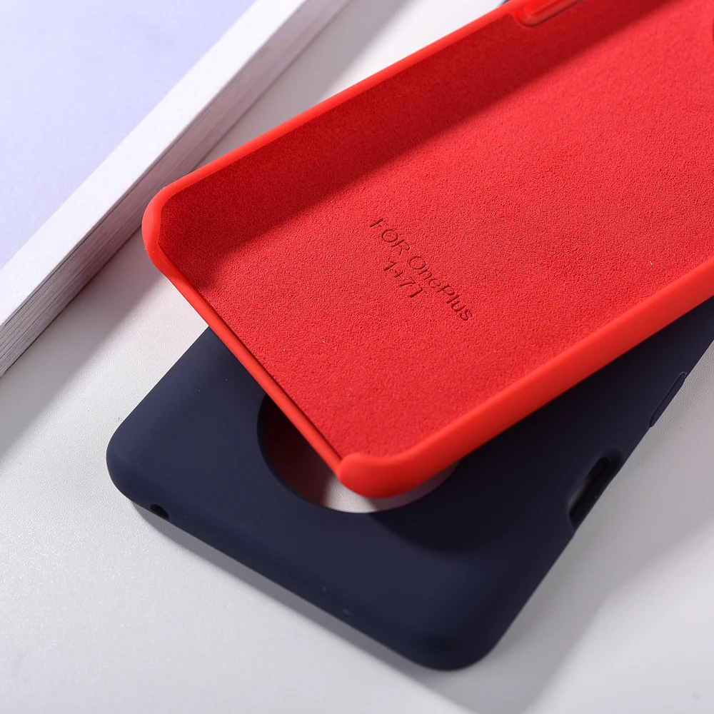 Original Oneplus 7T Liquid Silicone Case Soft Finish Protective Cover Baby-Skin Silky Touch Shell | Мобильные телефоны и