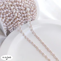custom 14k bag gold color chain imitation pearl chain hand diy headwear material loose chain accessories