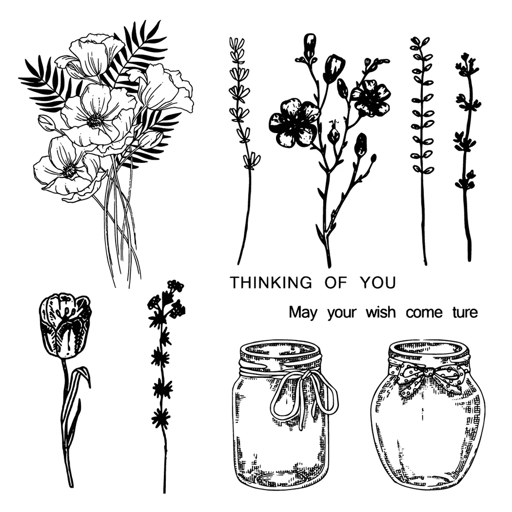 

AZSG Vase with flowers Cutting Dies and Clear Stamp Set for DIY Scrapbooking Photo Album Decoretive Embossing Stencial