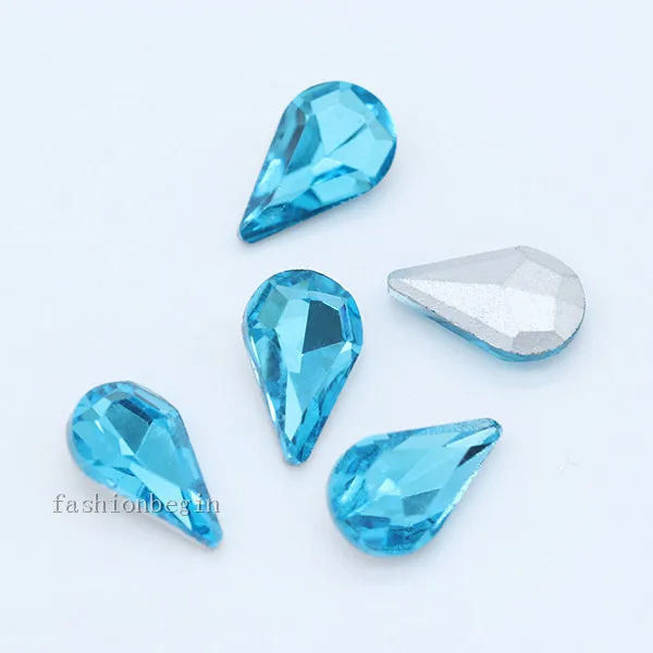 blue lake 30p 5x8 мм каплевидный цвет точка фольгированный назад стеклянный модный Камень Кристалл Стразы капелька дизайн ногтей украшения ювелирных изделий - Цвет: blue lake