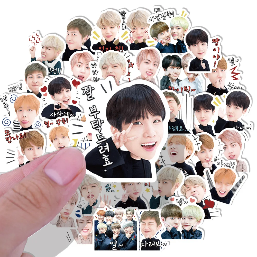 

10/30/40/50Pcs Star Bangtan Boys Stickers Korean Kpop Aesthetic Cute Luggage Laptop Skateboard Car Waterproof Decals kids toys
