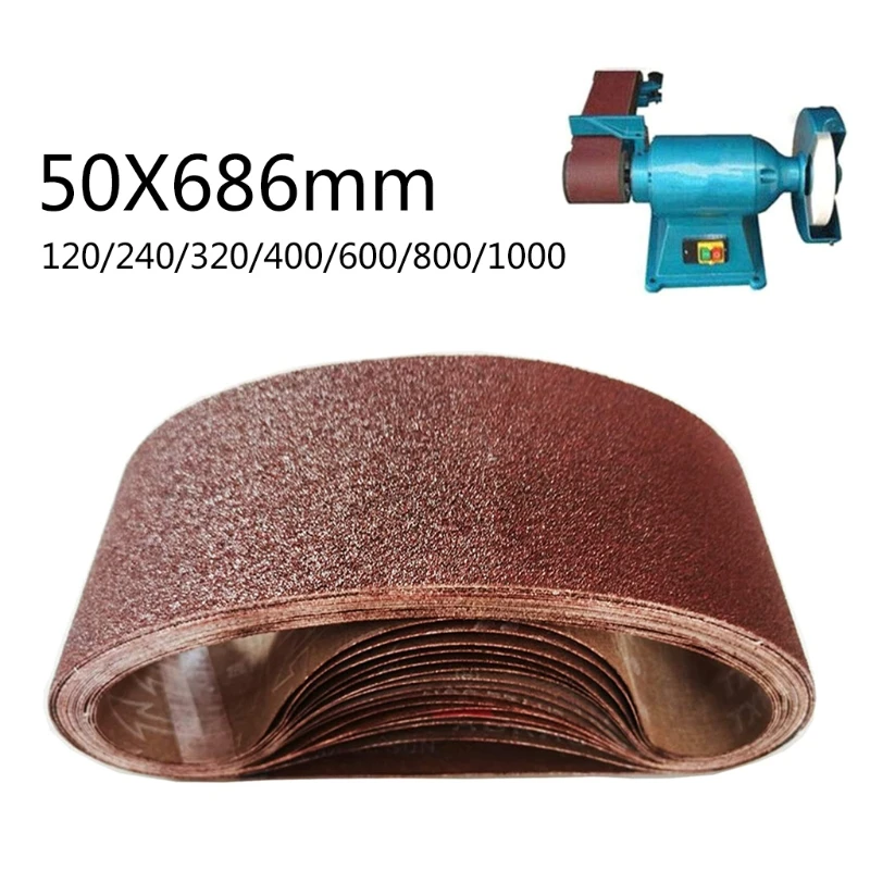

7Pcs Sanding Belt Sander 50x686mm 120/240/320/400/600/800/1000 Sandpaper Abrasive Bands Tool Wood Soft Metal Polishing