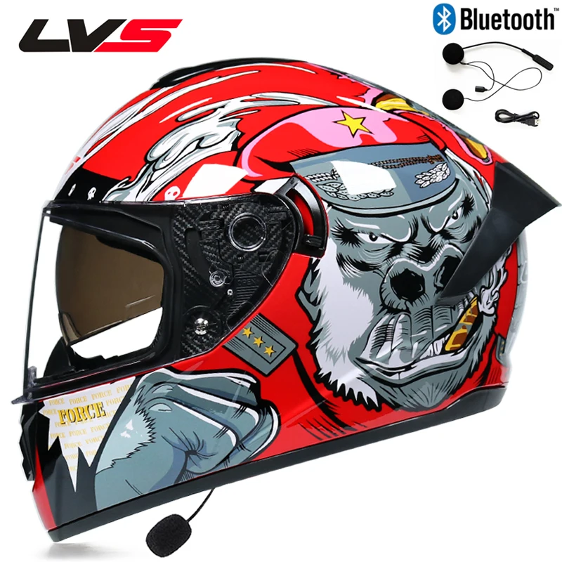 Bluetooth мотоциклетный шлем Полный мотоциклетный шлем с двойными линзами DOT Capacete da motocicleta - Цвет: 1