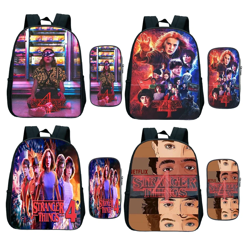 

Stranger Things 4 Kindergarten Backpack 2pcs Set Pencil Case School Bags Preschool Rucksack For Girls Boys Bookbag Daily Mochila