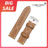 carlywet 20 22 24 26mm top brown real leather watch band for zenith omega montblanc panerai daytona submariner tissot tag heuer