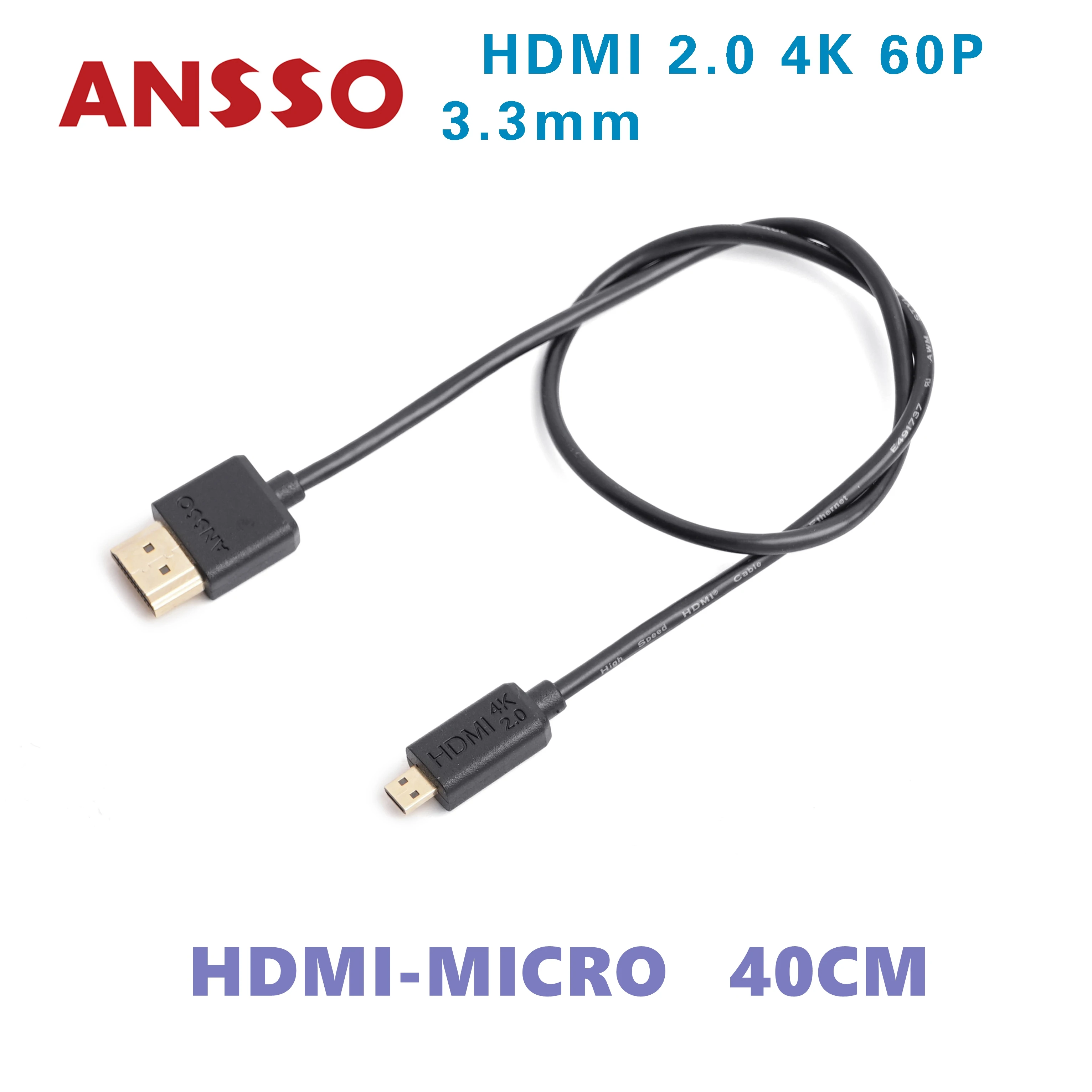 Аналоговый HDMI-совместимый Ультратонкий Очень гибкий кабель 4K60P мини микро