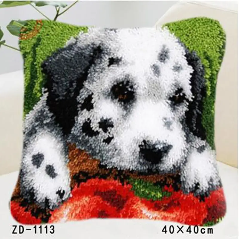 

Handmade Embroidery Pillowcase Latch Hook Rug Kits Animal Knooppakket Crochet Hook Canvas Yarn Cushion Needlework Tapestry Kit