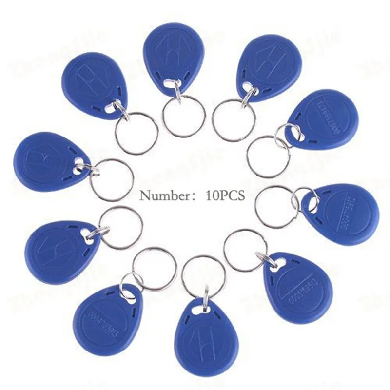 10pcs keys Близость EM4100 TK4100 125 кГц RFID ID карты жетон цепочка для ключей, брелок только для чтения цвет синий упаковка из 10 шт - Цвет: 10pcs keys