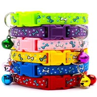 wholesale 24 pcs bone printing cat collars with bells buckle breakaway pet dog necklace for dog tag cats accessories pet product