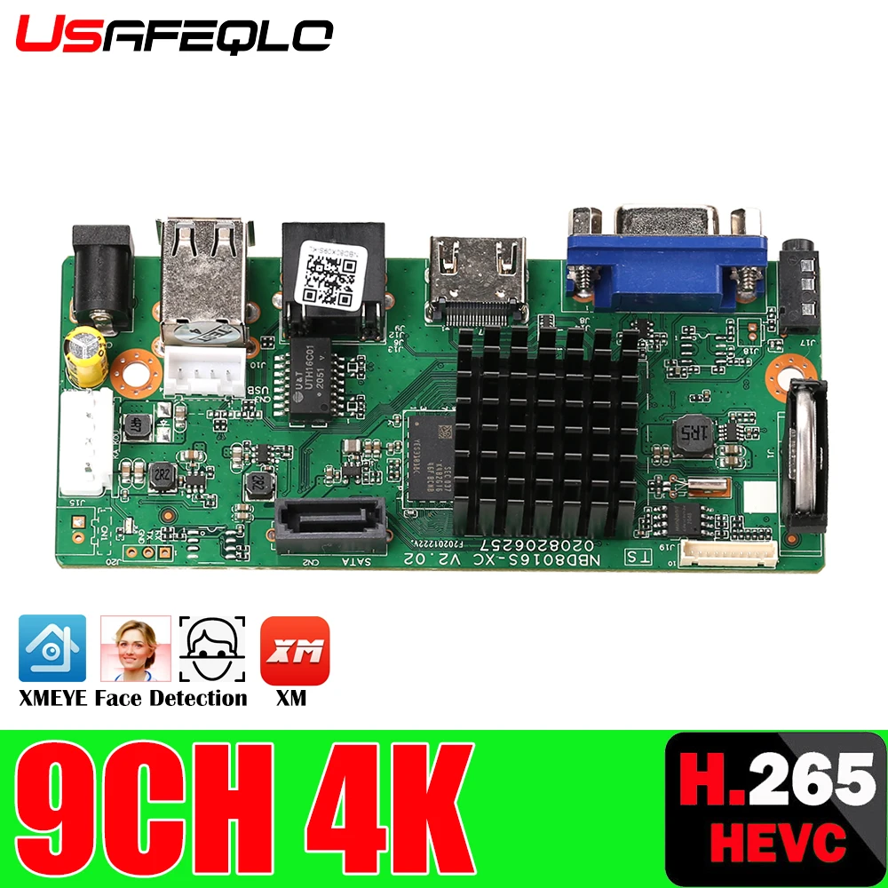 Сетевой видеорегистратор CCTV, 9 каналов, 4K, NVR, H.265 ++, 9 каналов, 4K/8 Мп, NVR, HDMI выход, поддержка Onvif Cloud Xmeye, мобильное приложение для мониторинга - изображение
