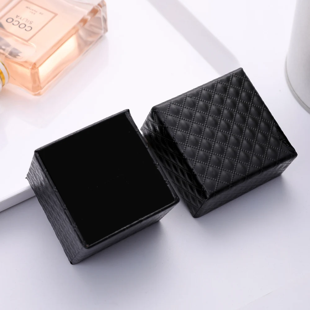 Square Jewelry Organizer Storage Gift Box Necklace Earrings Ring Box Paper Jewellry Packaging Container Black Red White Navy