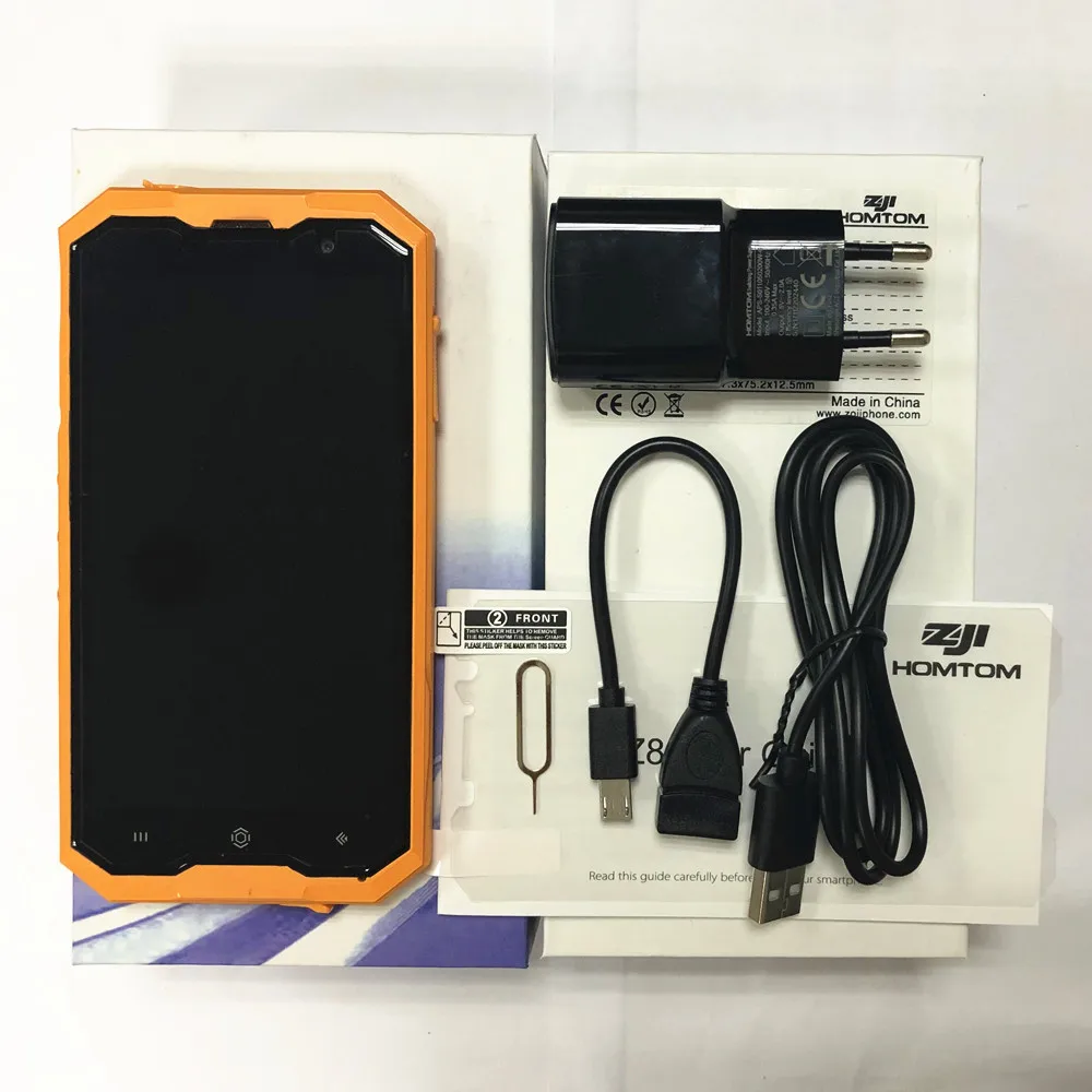 HOMTOM зоджи Z8 IP68, мобильный телефон с функцией отпечатка пальца 4G 5,0 дюйма Android 7,0 4 Гб Оперативная память+ 64 Гб Встроенная память MTK6750 Octa core 13+ 16 Мп Камера 4250 мА-ч - Цвет: Orange New packaging