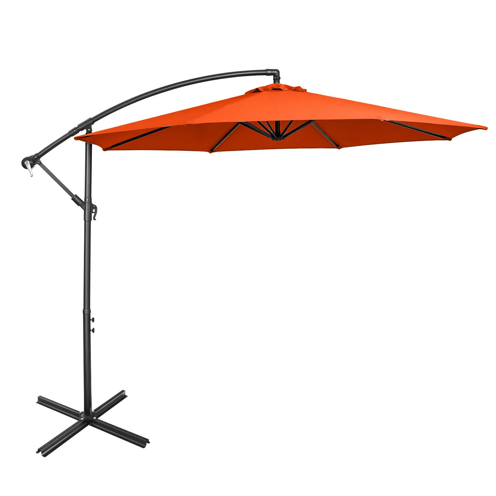 Patiojoy 10 FT Patio Offset Umbrella w/8 Ribs Cross Base Tilt Orange NP10171OR