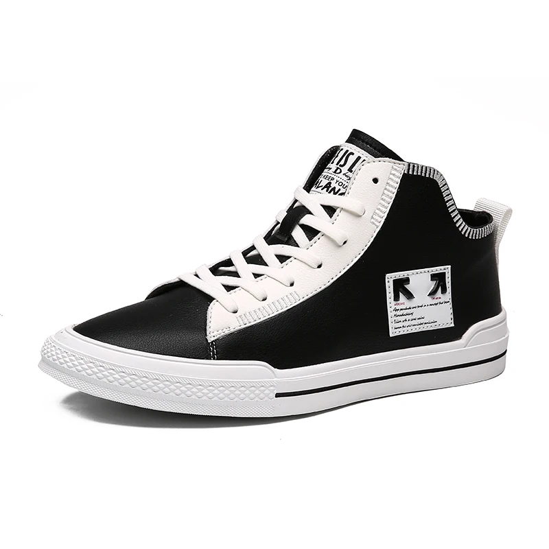 

2020 New Leather Men Shoes Sports Shoes Men Casual Shoes New product explosive high-top microfiber leather British sneakers tide