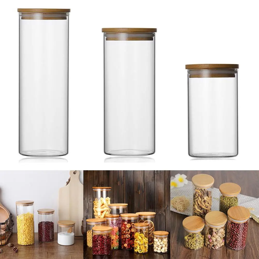 Kitchen Storage Box Sealing Food Preservation Plastic Fresh Pot Container 4 Size Candy Glass Jars Tea | Дом и сад