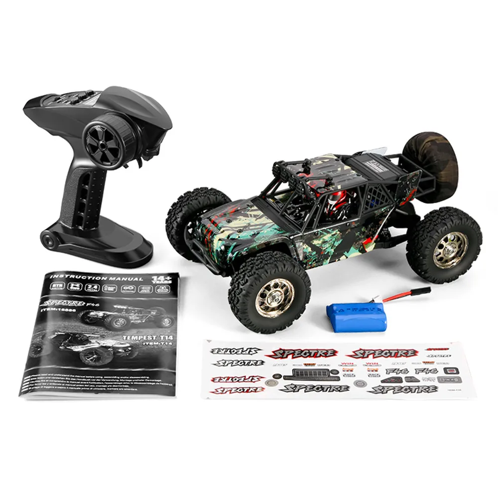 

HBX 4WD 16886 1/14 2.4G RC Car Off Road Desert Truck Brushed Vehicle Models Full Proportional Control Two Battery Toy Kid Gift