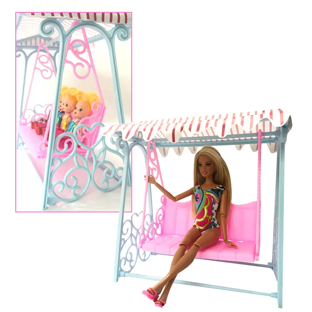 

NK One Set Doll Accessories Princess Cute Garden Swing For Doll furniture Kurhn Doll play house toys for children DZ
