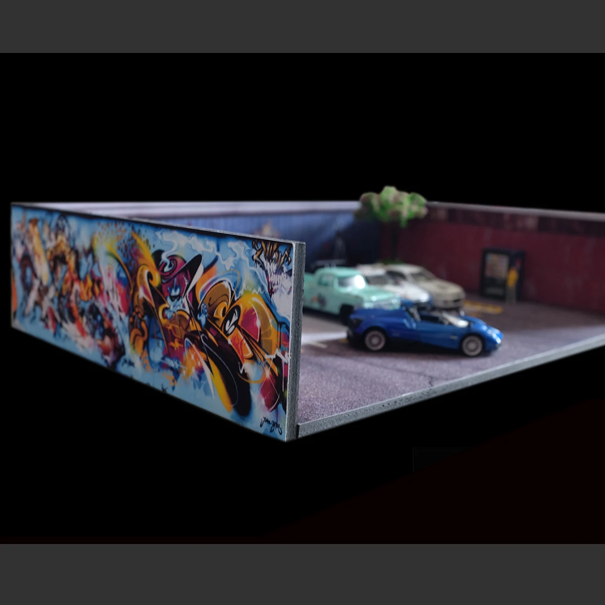 

Model Car 1/64 DIY Diorama Graffiti Corner Scenery Photo Background Parking Lot Display Scenery Model Car 1:64