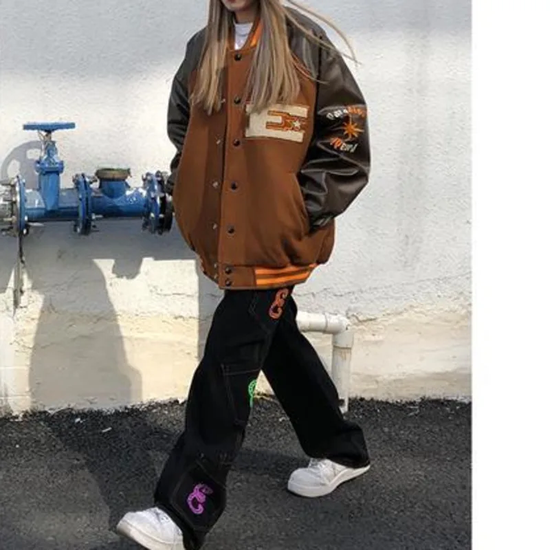 Коричневая куртка бейсбольный Бомбер женская и мужская на молнии одежда 2020 Harajuku