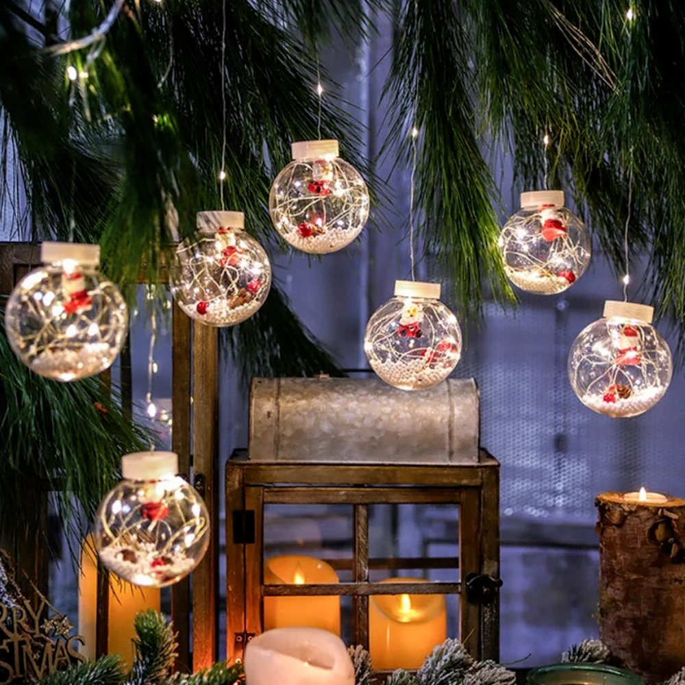 

New LED Curtain String Light Ball Santa Claus Christmas New Year 2022 Christmas Decortions for Home Xmas Navidad Tree Decoration