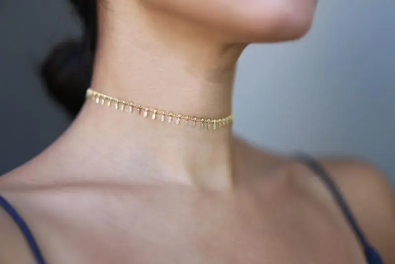 Simple Embossed Pendants Necklaces Female Fashion Jewelry Ladies Choker Necklace Party Gold Silver Color Collier | Украшения и