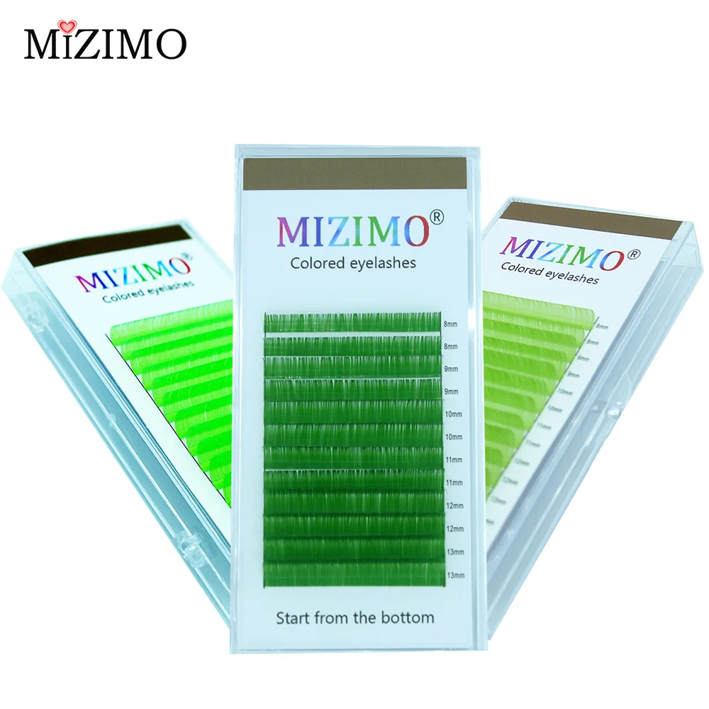 Цветные накладные ресницы Зеленые искусственные норковые 8 13 мм смешанная длина