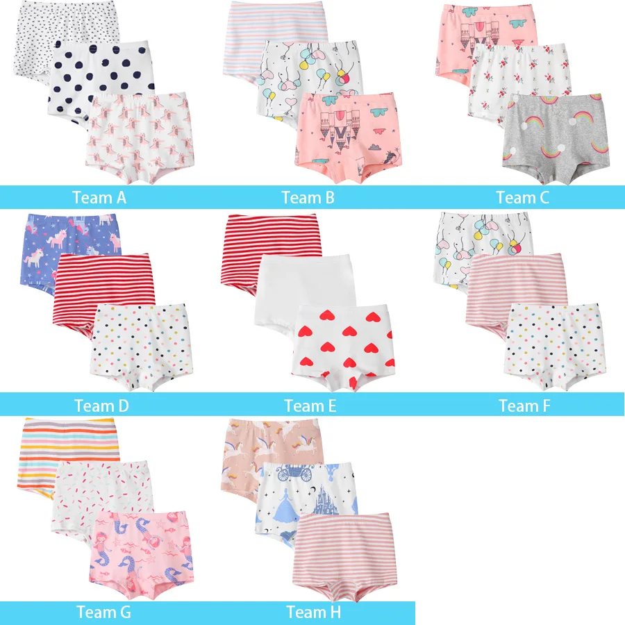SheeCute 3Pc/Lot Baby Girls Underwear ComfortSoft Waistband Boxer Briefs Cotton Panties