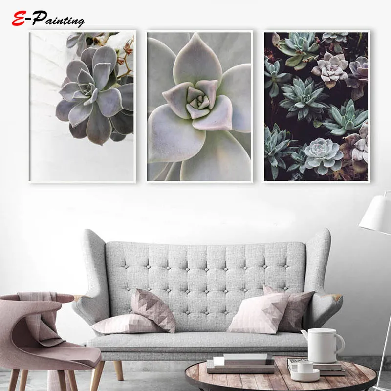 Современная живопись на холсте суккуленты настенное искусство ботаническая