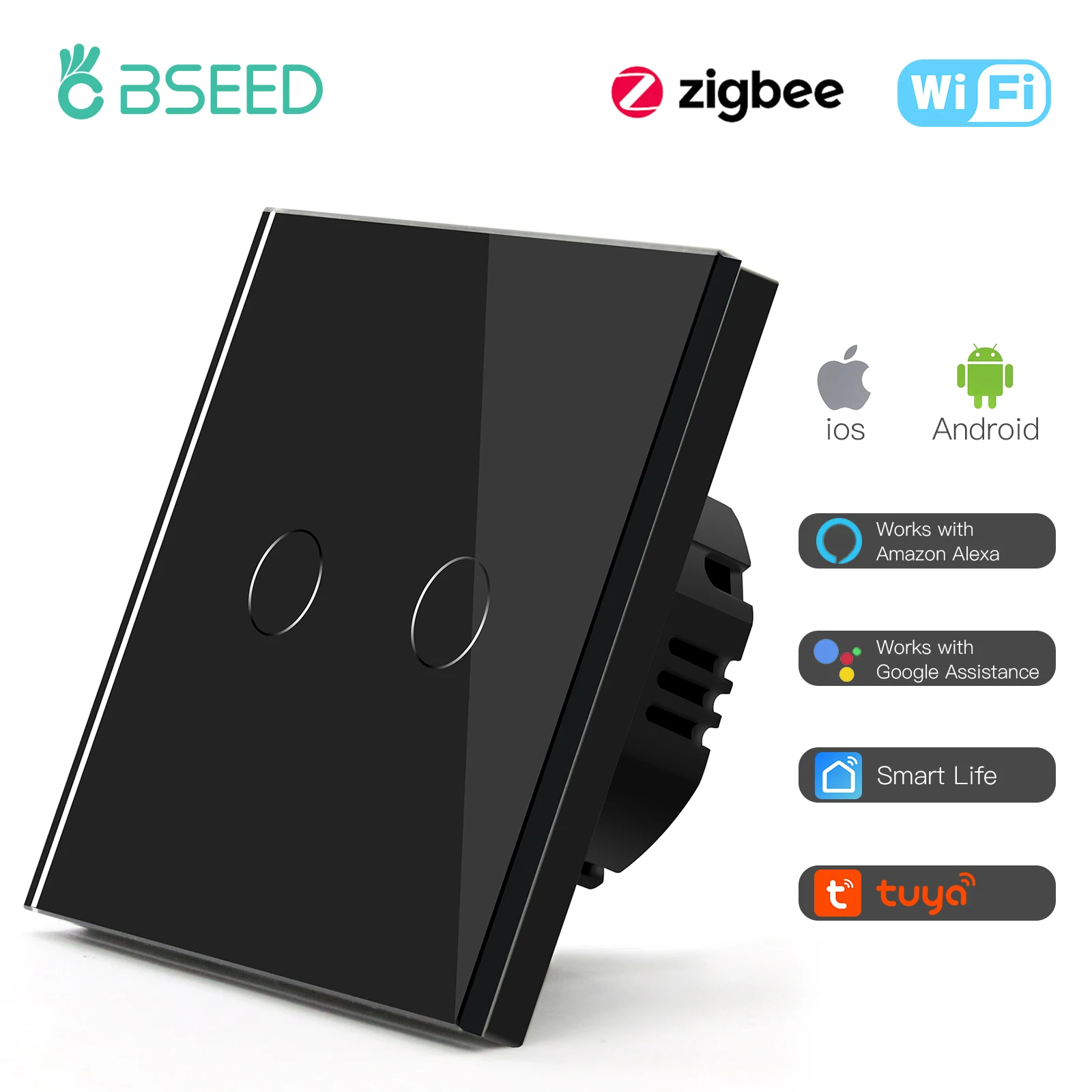 Умный переключатель BSEED Zigbee 1/2/3 клавиши 1 канал светодиодные кнопки в реальном