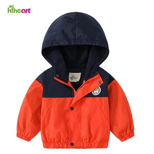 Hiheart Autumn Winter Color Matching Boys Plus Velvet Jacket Short Fashion Children's Hooded Jacket