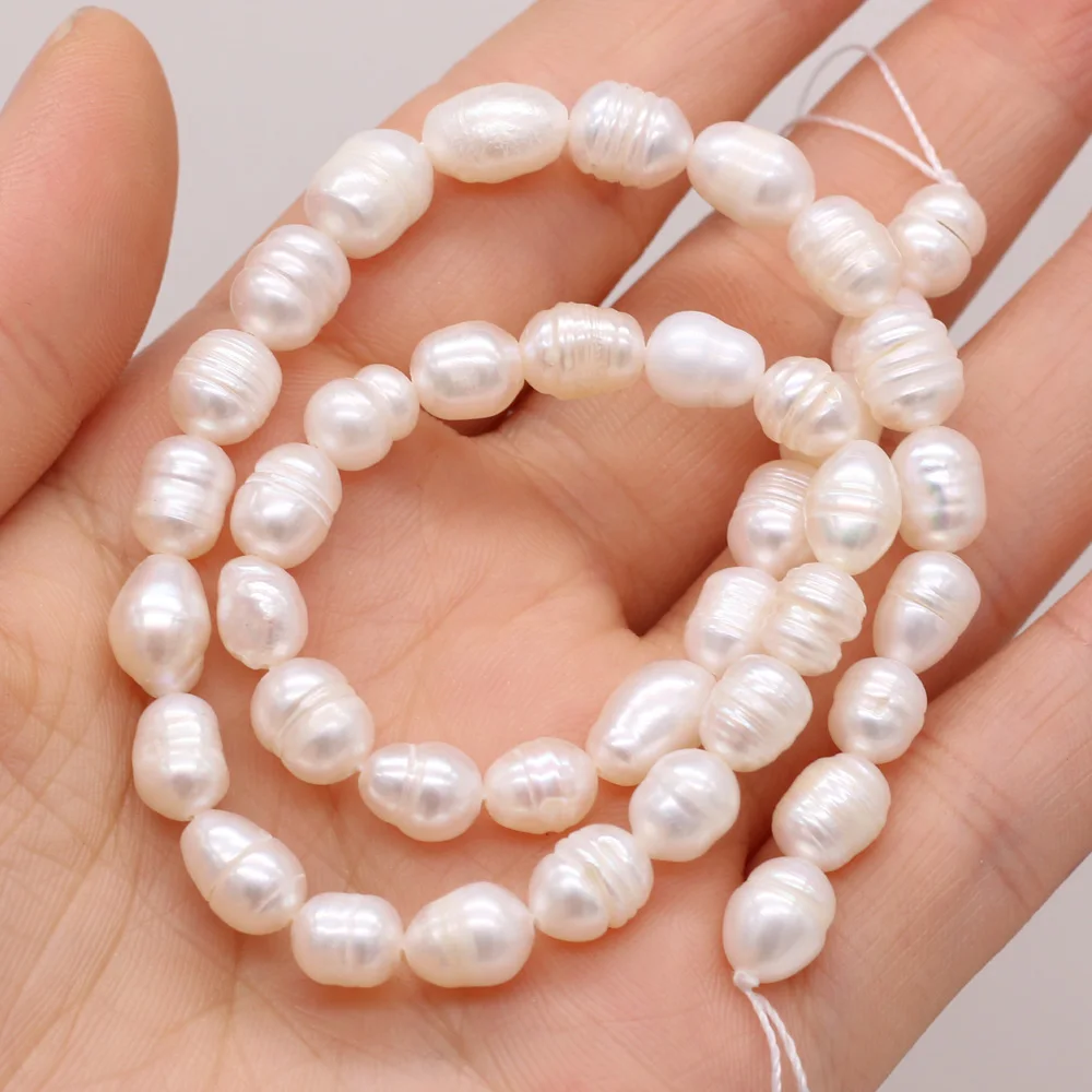 Высокое качество 100% ранг натуральный пресноводный жемчуг форма риса белые