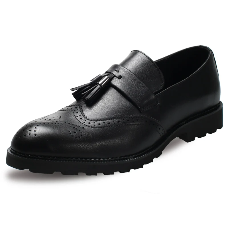 2022 Summer Men Vintage Brogue Flat Shoes Lace up Tassel faux Leather Casual black brown grey Plus size 45 46 47 | Обувь