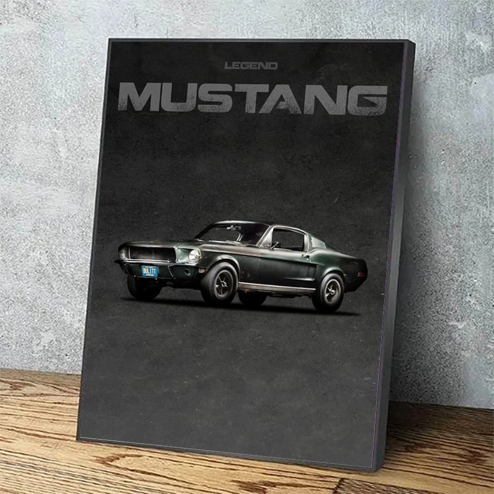 

Hd Prints Picture Wall Black Car Artwork Modular Painting Poster Letters Mustang Canvas Living Room Home Decoration Framed