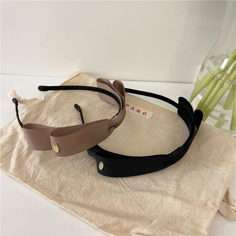 Женская винтажная повязка на голову Черная Широкая Повязка с бантом аксессуар