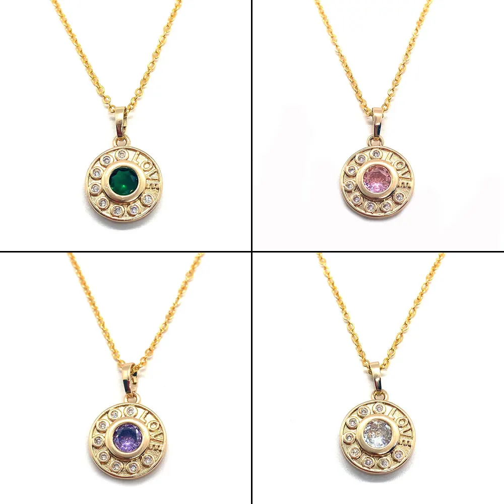 

Ladies Necklace, Round Crystal Pendant Accessories, Fashionable Charm O-chain, Metal Inlaid with Rhinestones "LOVE" Character