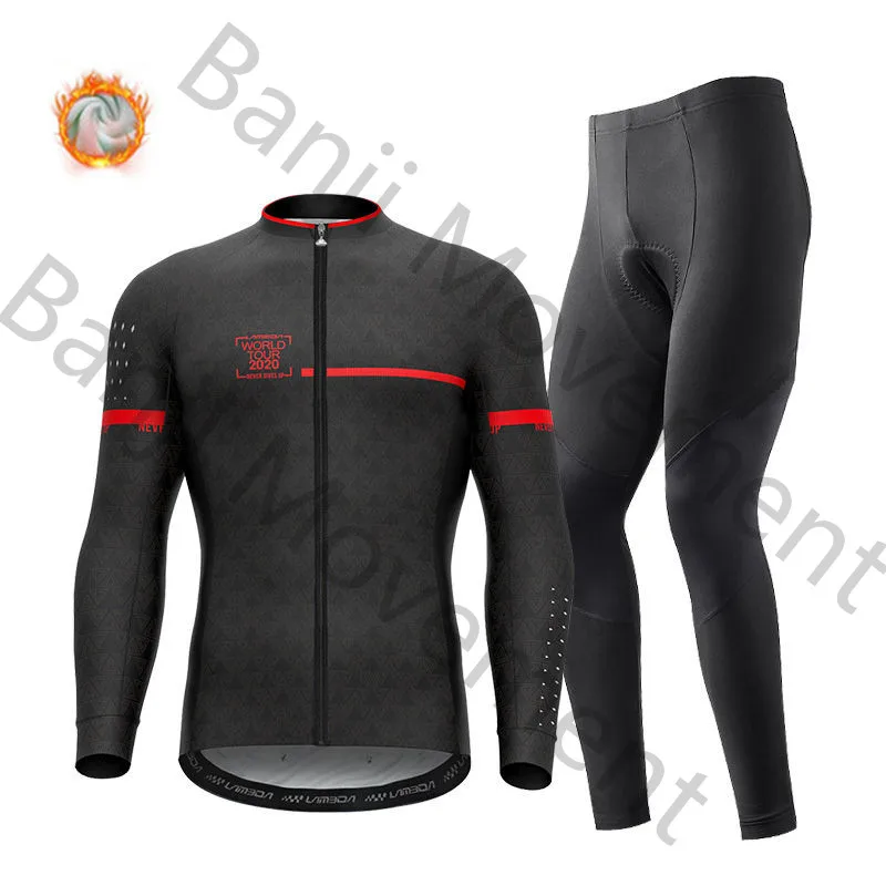 cycling jersey set 8 Зимняя шерстяная велосипедная куртка с длинными рукавами, очень геотермальный теплый жилет, большой размер, удобная велосипедная Джерси, Scotte - Цвет: cycling jersey set 8