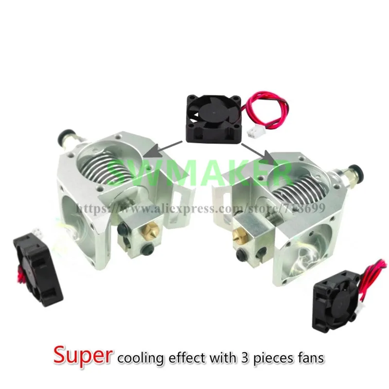 2021 newest e3d v6 all metal hot end extruder super thermal dissipation effect with 3pcs 3010 fans for 3d printer parts free global shipping