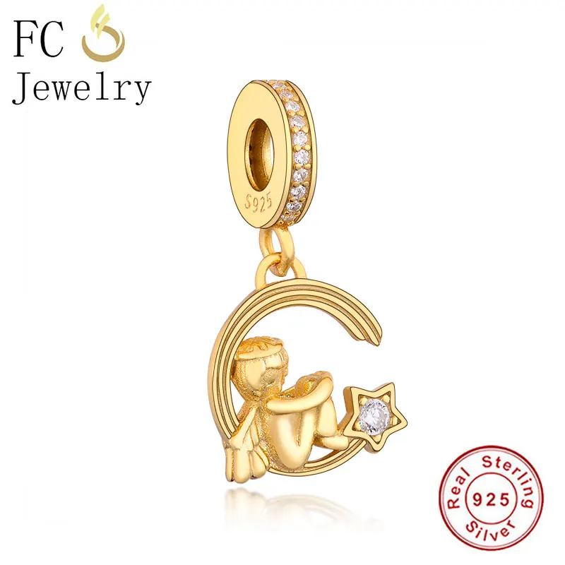 FC Jewelry подходит для брендового браслета 100% Серебро 925 пробы золотой цвет ангел