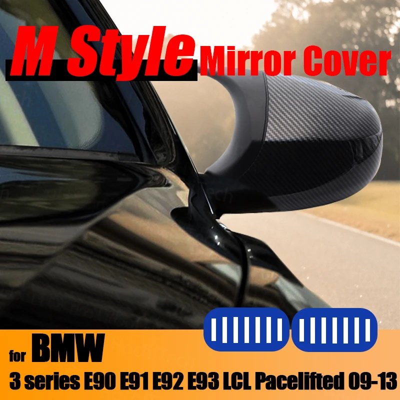 Cubierta de espejo retrovisor con patrón de fibra de carbono, reemplazo pre-facelift, tapas estilo M3 para BMW E90, E91, E92, E93, LCI