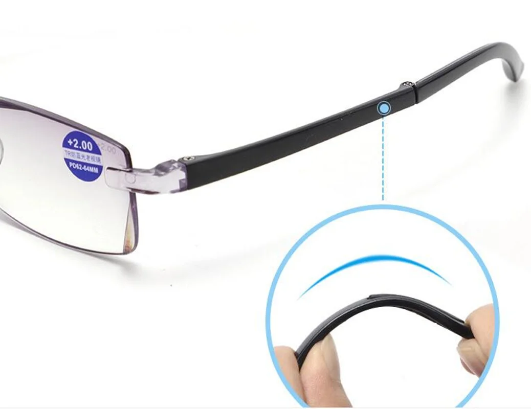 HD градиентные серые очки без оправы с защитой от синего света UV400 легкие складные