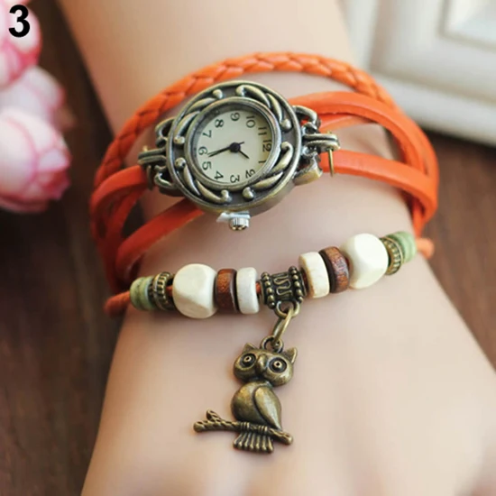 Женские кварцевые часы на ремешке с подвеской в виде совы | Наручные