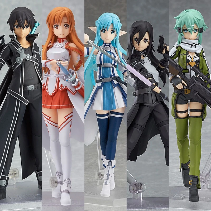 

Sword Art Online Yuuki Asuna Kirigaya Kazuto Kirito Asada Shino Figma 289 264 174 178 241 248 PVC Action Figure Model Toys Doll